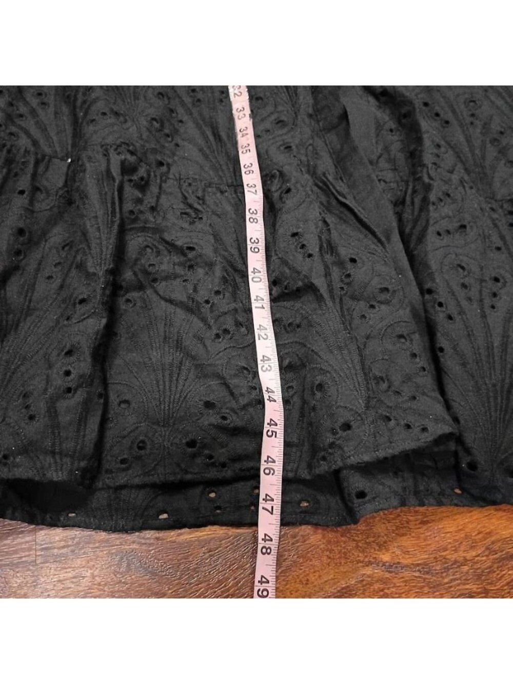 MNG Black Cottagecore Whimsy Boho Dress S With Eyelet Designs & Belted Preppy - Picture 9 of 15